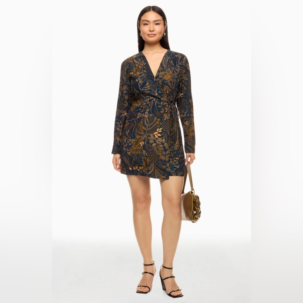 FARM Rio Blue and Gold Wrap Dress